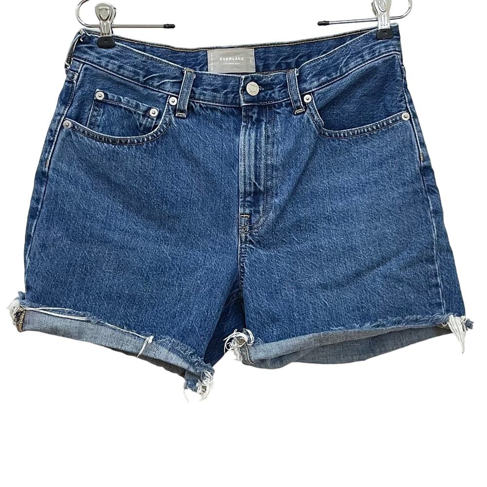 EVERLANE Women's Sz 28 The Denim Short Distressed Raw Hem Cut Off 5" Jean Shorts